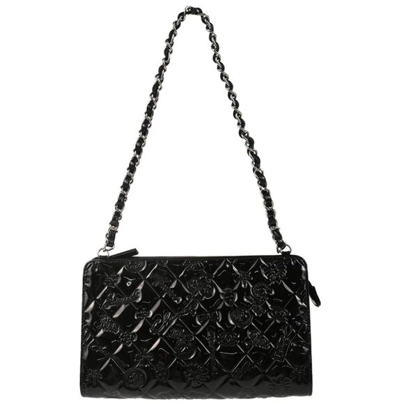Chanel Black Patent Leather Icon Chain Handbag XX91994 - Picture 1 of 11